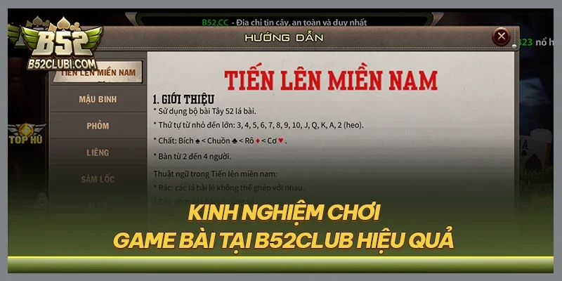 Kinh nghiệm chơi game bài tại B52CLUB hiệu quả
