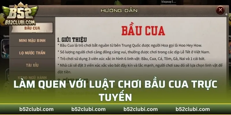 Làm quen với luật chơi bầu cua trực tuyến