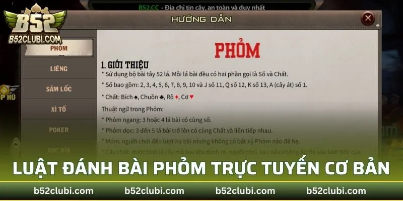 Luật đánh bài phỏm trực tuyến cơ bản