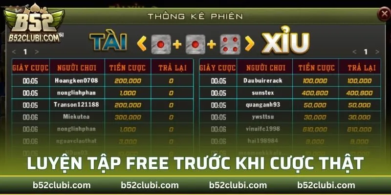Luyện tập free trước khi cược thật